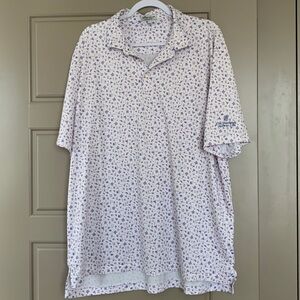 Peter Millar White Polo with Lavender Micro Motif